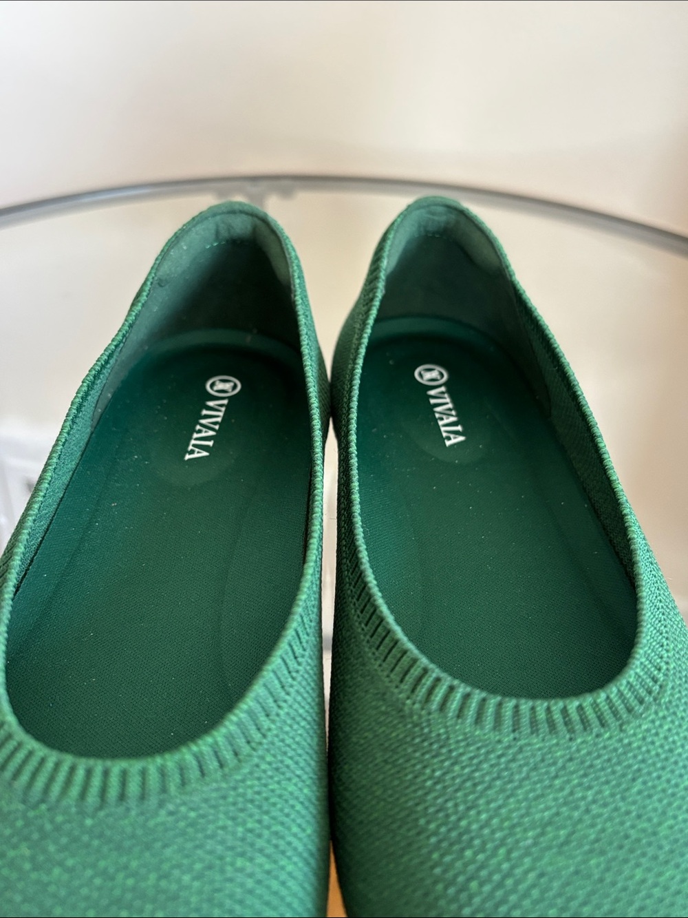 Women's Green Knit Ballet Flats - Picture 9 of 10